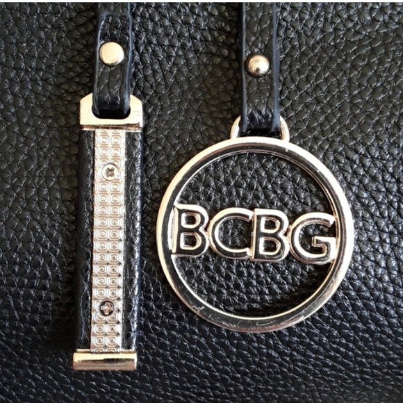 BCBG Black Tote Bag w Gold Logo - Picture 3 of 6